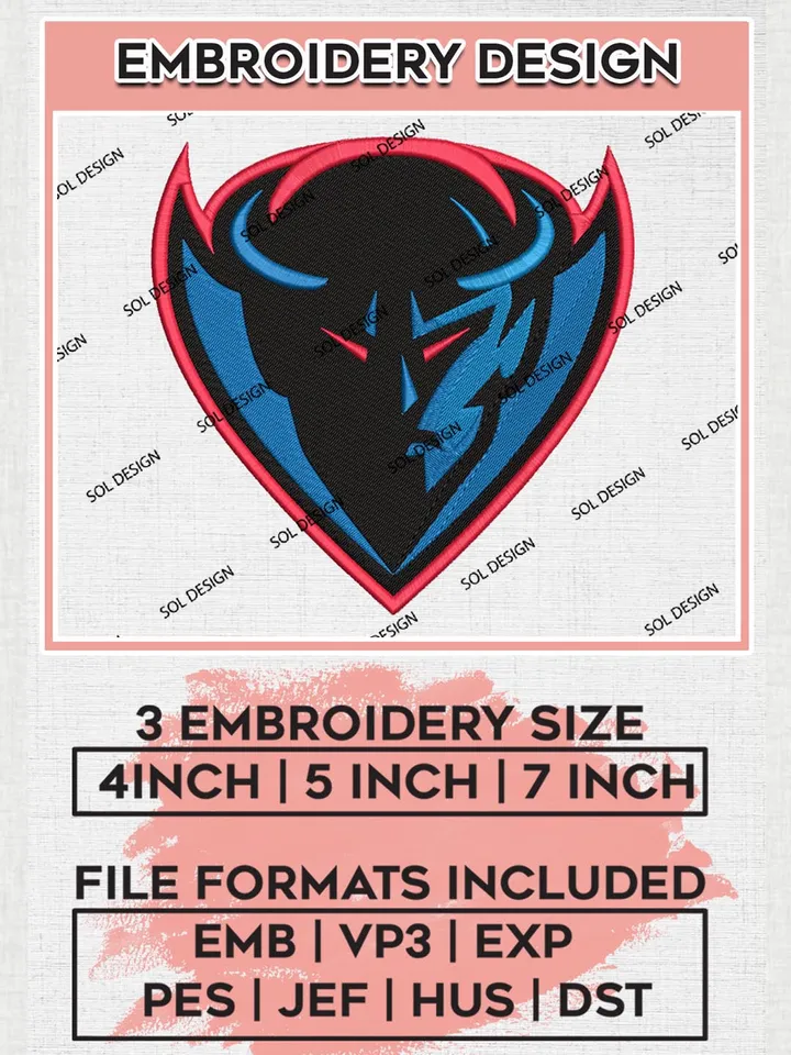 DePaul Blue Demons Mascot Logo Machine Embroidery Design, NCAA DePaul Blue Demons Embroidery Design Design files, NCAA Embroidery Designs, NCAA Machine Embroidery Designs, Digital Download