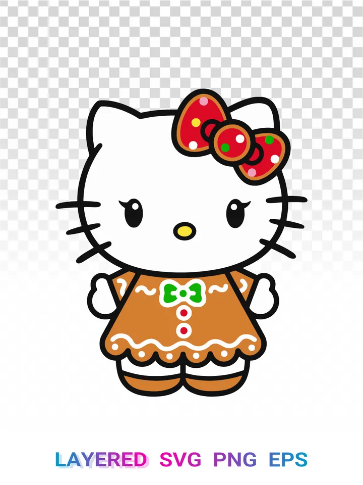 Hello Kitty Gingerbread SVG, Christmas PNG, Sanrio Clipart 🍪