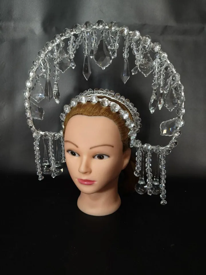 tiara, halo crown, crystal crown, moon child, gothic headdress, burning man, crystal halo crown, silver crown, wedding crown, bridal crown