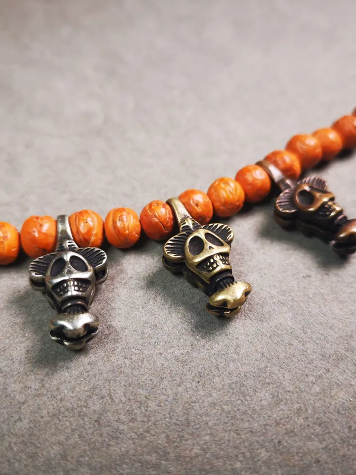 Gandhanra Handmade Tibetan Buddhist Mala Clip,Skull Sitavana Bum Counter Clip for Prayer Beads,Mala Accessories