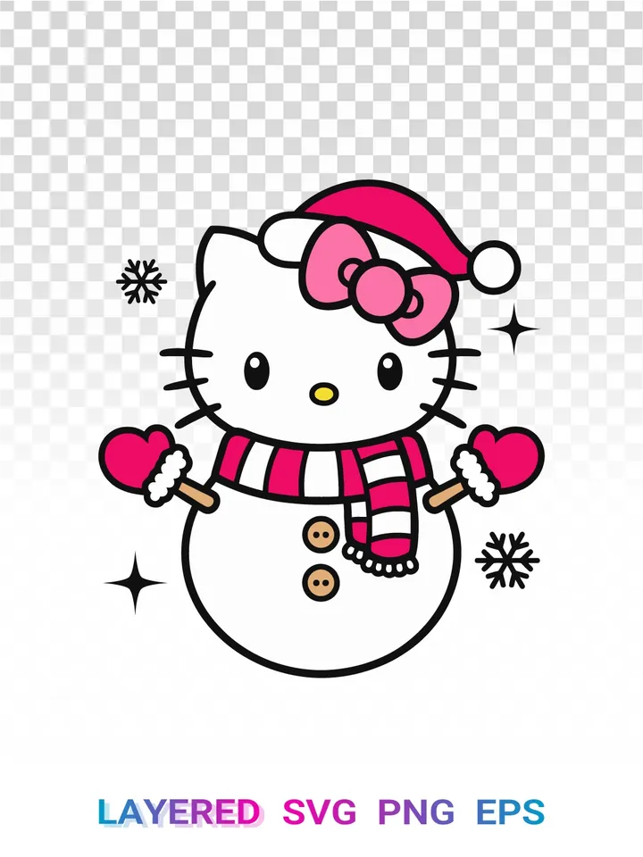 ⛄ Hello Kitty Snowman PNG, Christmas Winter SVG Sanrio
