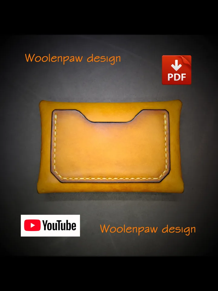 Leather pattern - Half-Stitchless ID card wallet, mini wallet, NS13