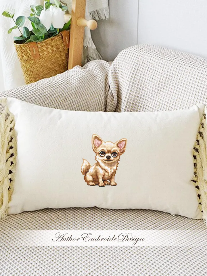 Chihuahua dog cross stitch pattern PDF download Small pet cross stitch chart for beginners, Cute dog pattern digital PDF Dog lover gift #K67