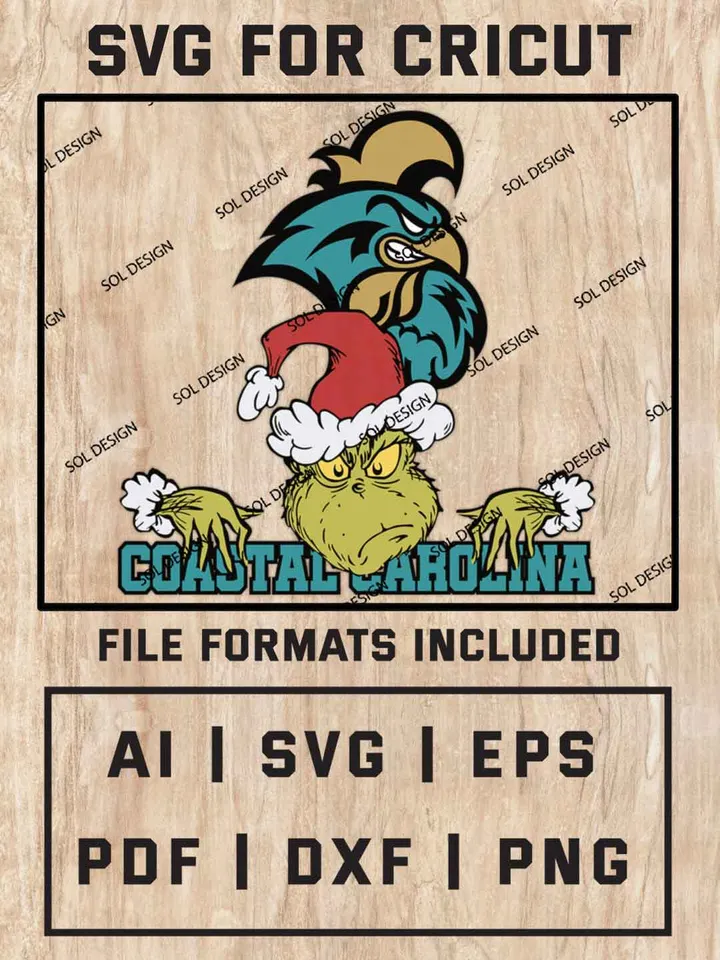 Grinch Coastal Carolina Chanticleers SVG, NCAA SVG Design, NCAA Coastal Carolina Chanticleers SVG, NCAA Chanticleers Cricut, Christmas Svg, Grinch svg, Digital Download