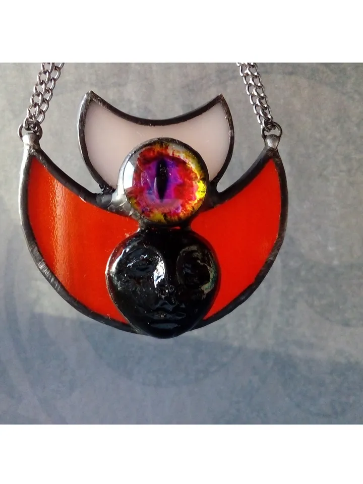 Moon crescent necklace, blood moon necklace, black lilith, soldered crescent, Halloween moon, witchy aesthetic