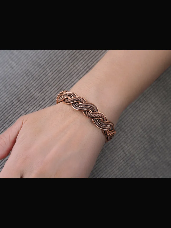 Handmade copper bracelet Unique wire wrapped metal bangle Antique style jewelry