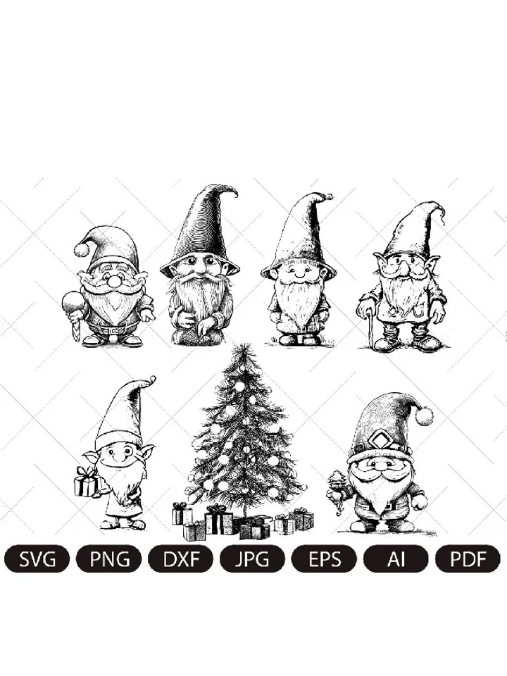 Gnome Bundle svg,png,pdf , Christmas set , Gnomes Merry Christmas svg, elf svg, christmas tree svg