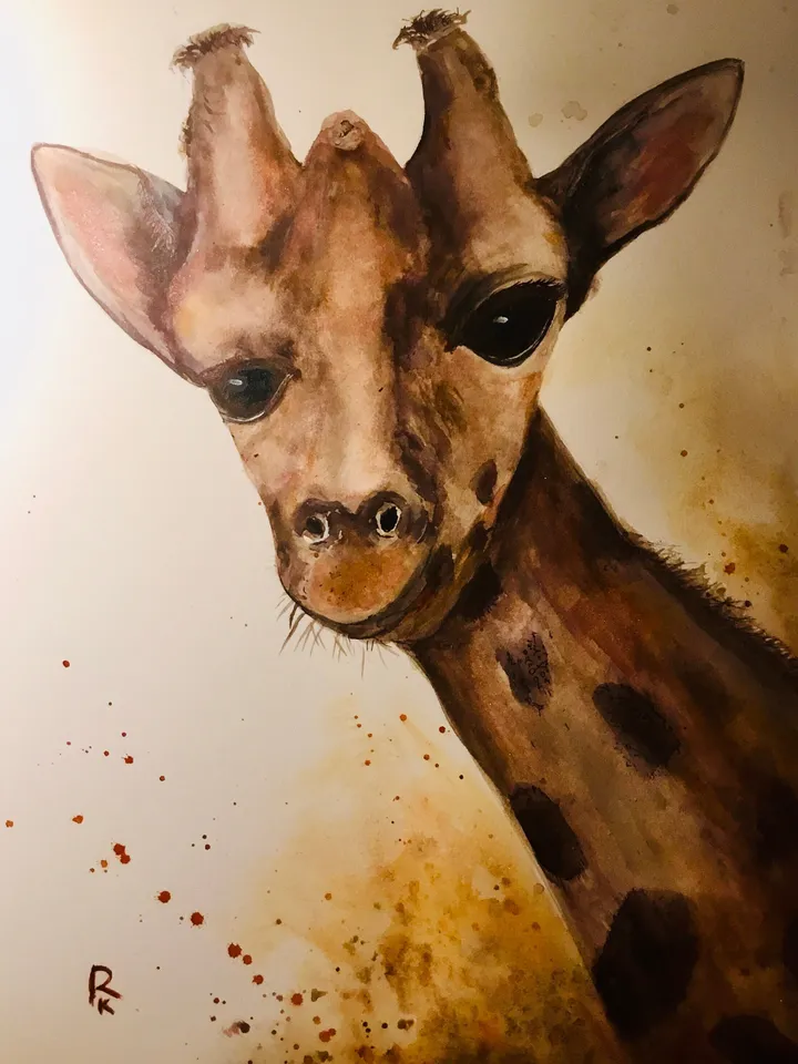 Giraffe original watercolour painting on watercolour paper,kid s room decoration,animals wall art,gift.