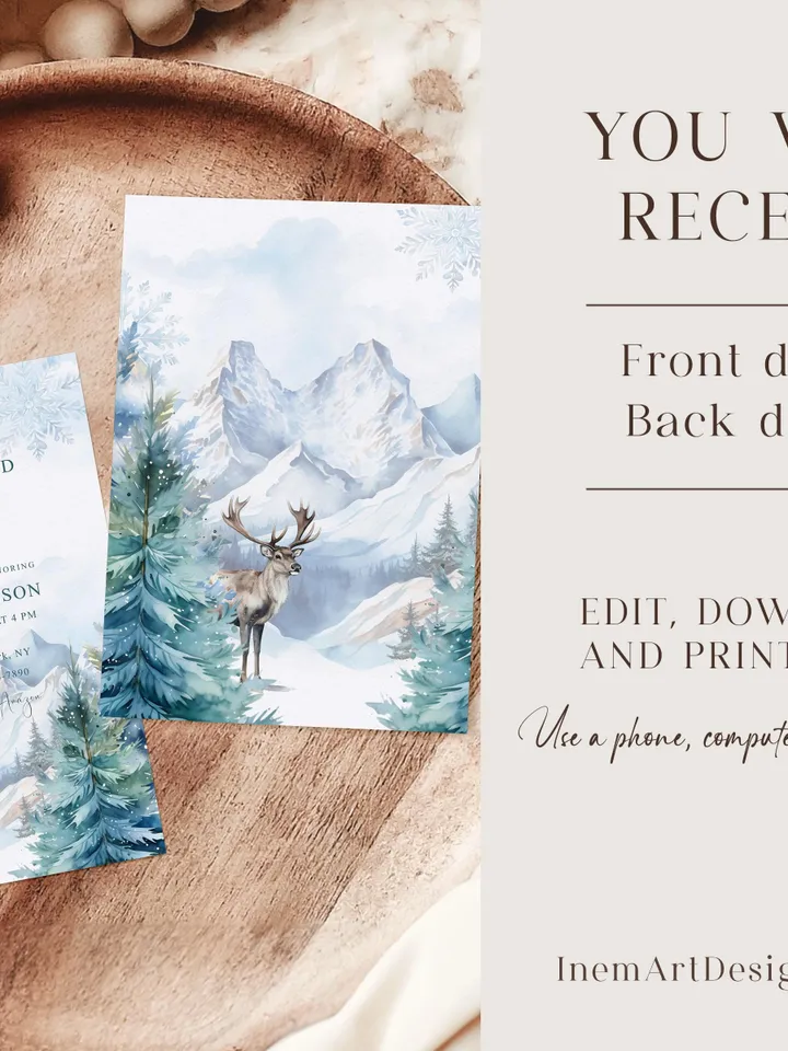 Baby it's cold outside invitation, Winter baby shower invitation, Winter wonderland baby shower, Baby shower invitation template - i127