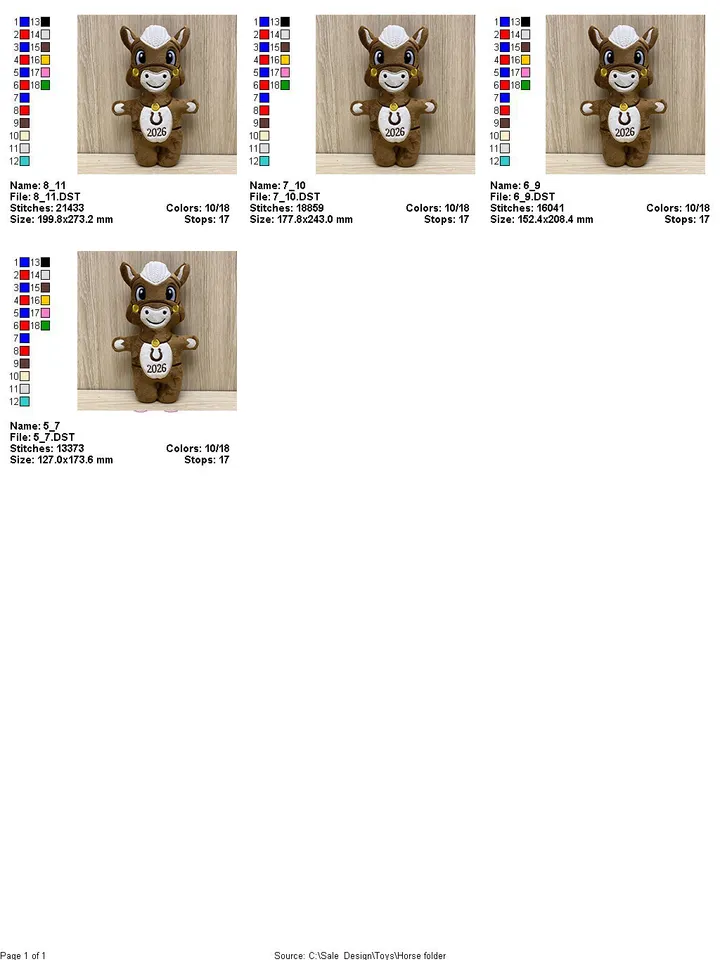 ITH Horse toy soft stuffed in the Hoop Digital Design for Machine Embroidery