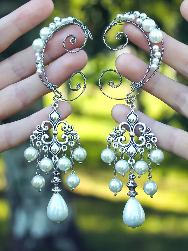 Handmade Unique Set of Ear Cuffs with Natural