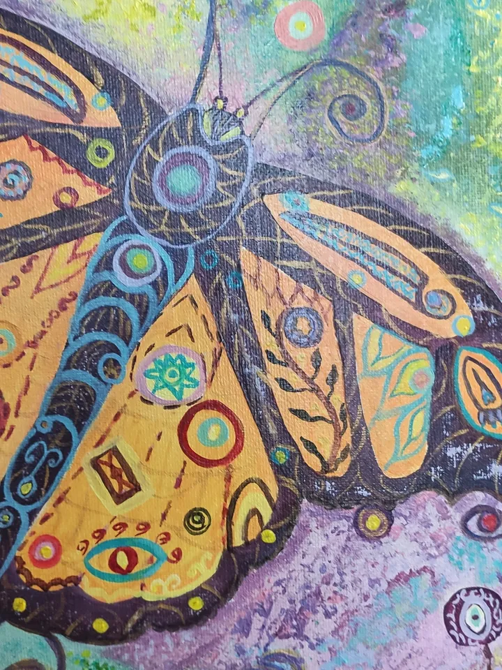 Butterfly Art Deco bright oil painting