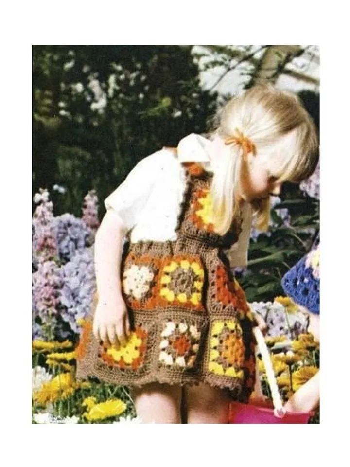 Girl dress pattern, granny squares dress , girl crochet dress 1-2, 3-4, 5-6 years pdf instant download