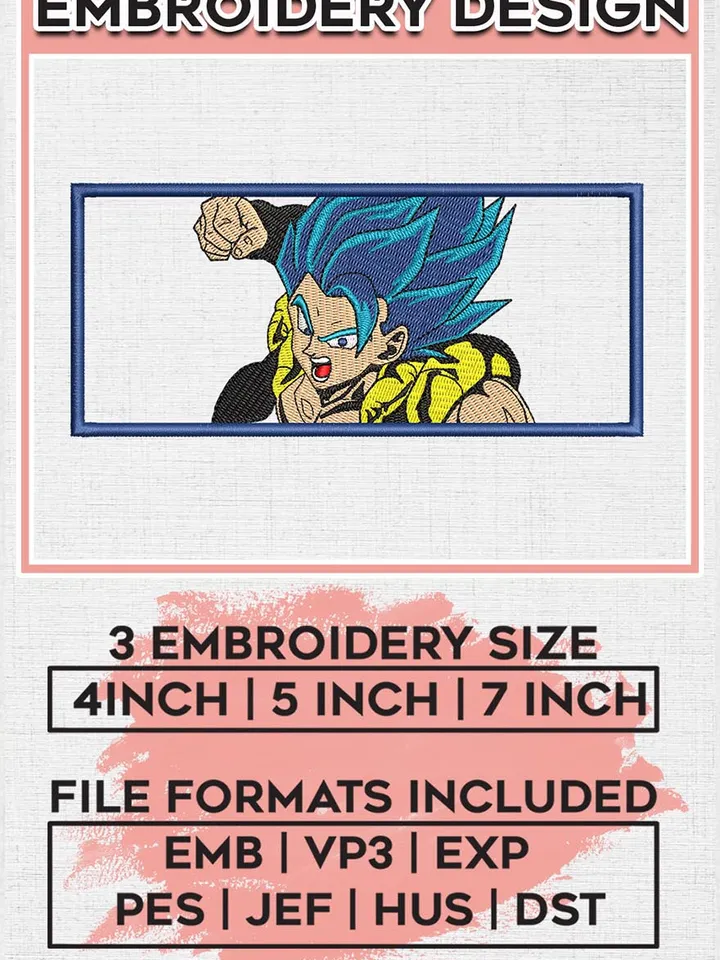Gogeta Embroidery Files / Dragon Ball Embroidery Designs / Anime Movie Design / Digital Download EMB_ANIME_64