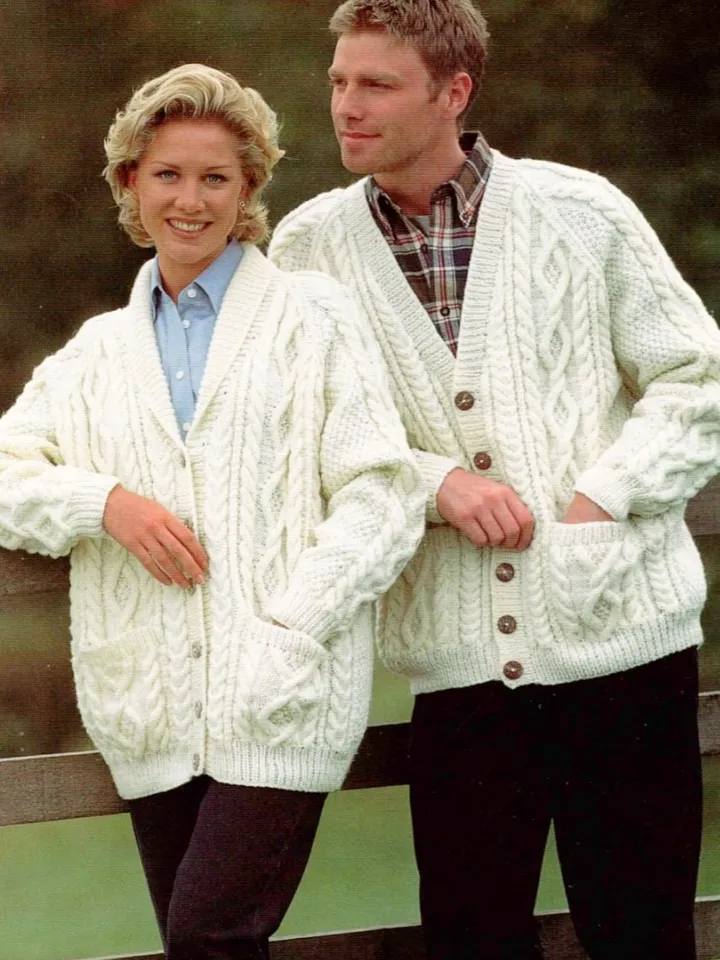 Men cardigan knitting pattern, aran men cardigan pattern pdf
