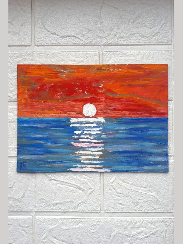 Sunset Miniature #4, Seascape Painting