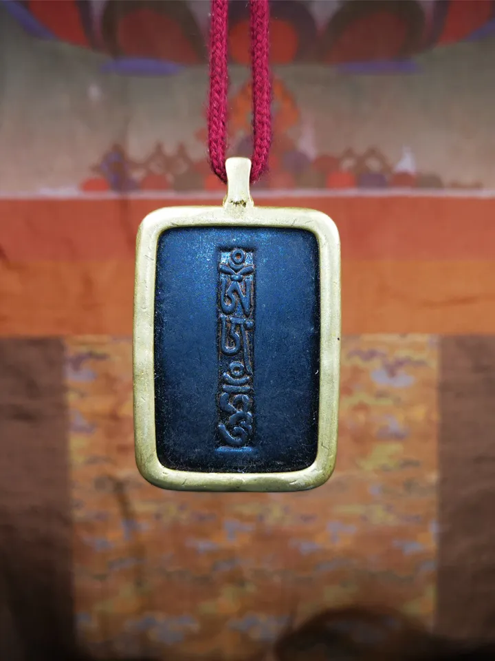 Gandhanra Handmade Tibetan Buddhist Amulet,Om Badge Pendant, Mantra of Om Mani Padme Hum, Made of Copper,2.52&quot;