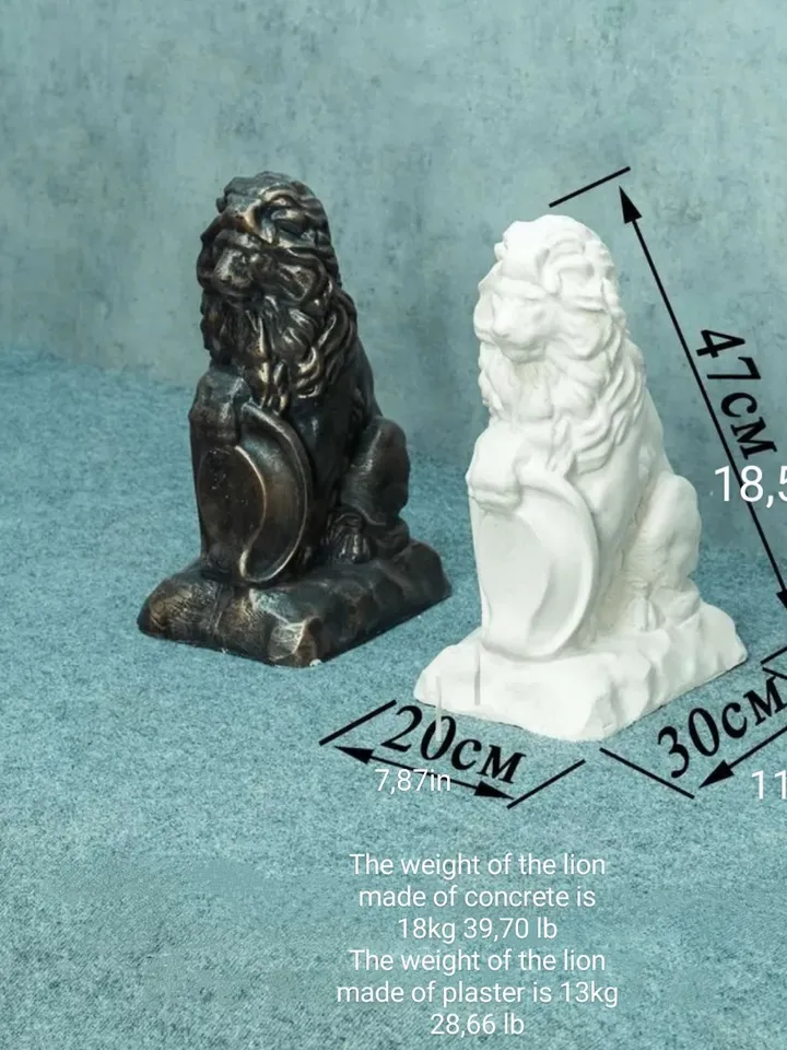 Plastic mold for concrete and gypsum "Lion the left side" DIY