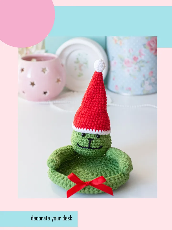Crochet pattern amigurumi christmas grinch coaster toy pattern PDF file in ENG for beginners