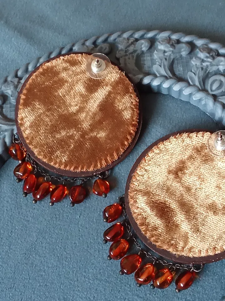 Earrings with natural amber "At sunset"