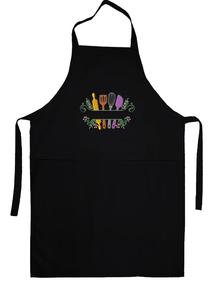 Kitchen utensils split frame machine embroidery design 3 sizes, Baking tools embroidery pattern, Cooking embroidery files, Apron design #R33