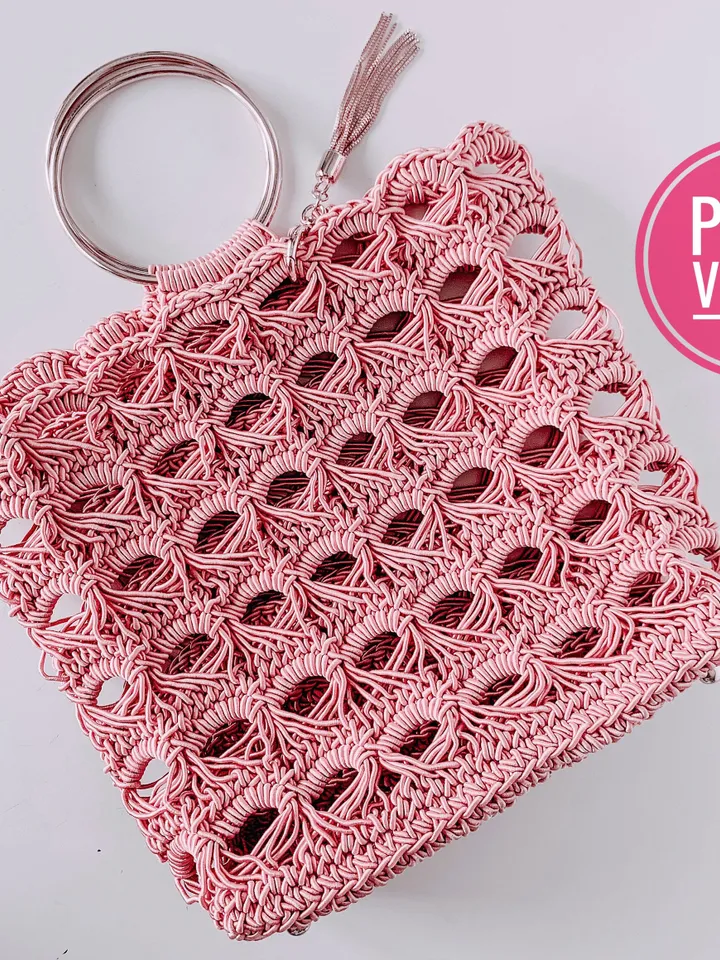 Crochet mesh bag pattern PDF and video tutorial, digital instant download