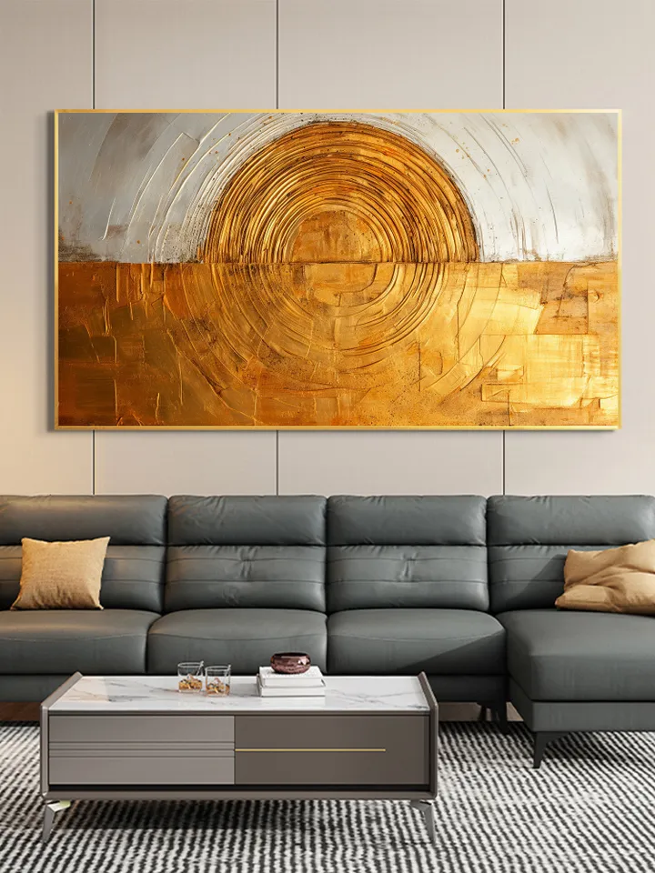 Original Gold Foil Oil Painting on Canvas, Large Wall Art, Textured Golden Acrylic Painting, Living room Wall Decor, Custom Painting, Gifts