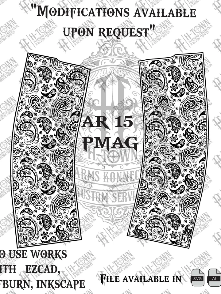 Bandana Paisley AR-15 PMAG Wrap | Laser Engraving File | Svg Png Ai Eps | EZCAD Lightburn Ready