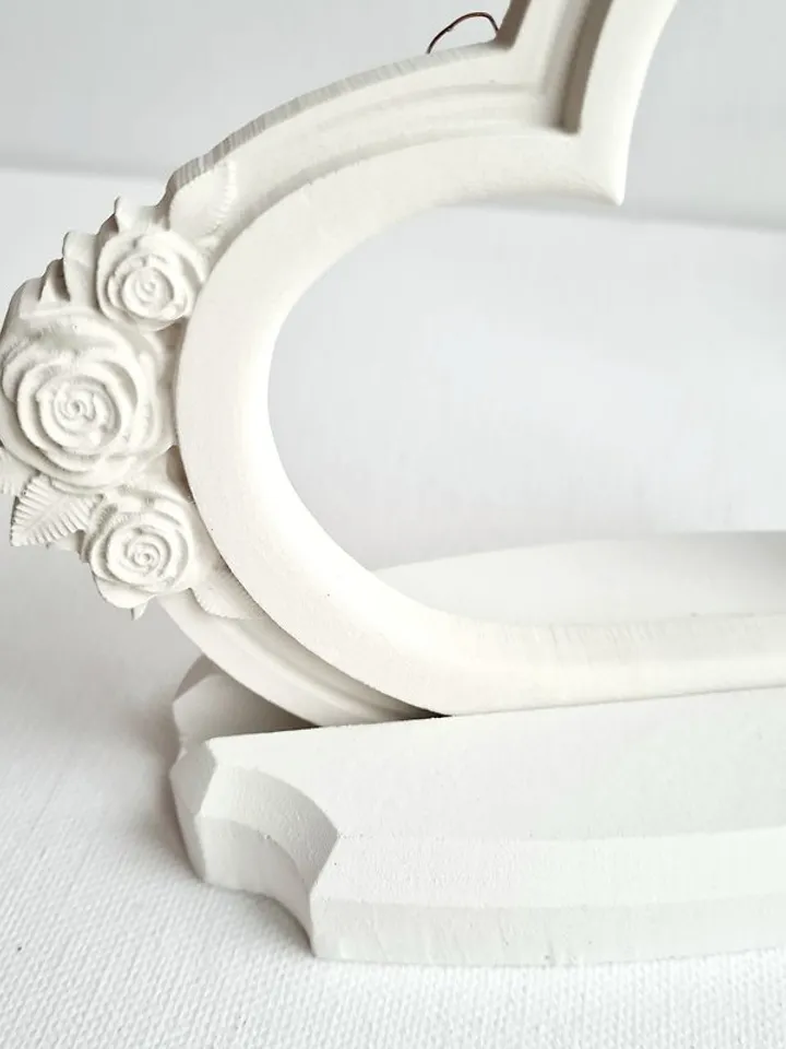 White shabby chic frame Heart frame with holder Wedding photo frame Desk frame