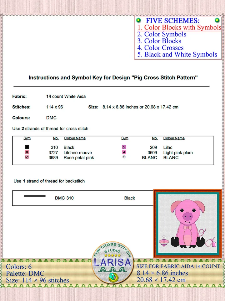 Pig Cross Stitch Pattern | Piggy’s Picture Chart