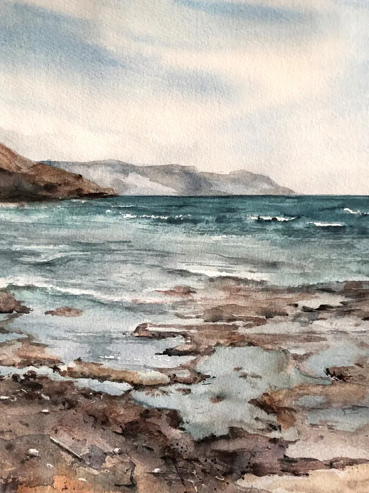 Seascape Original Coastal painting Watercolor Painting Seascape Wall art Ocean Painting Sea Landscape Painting