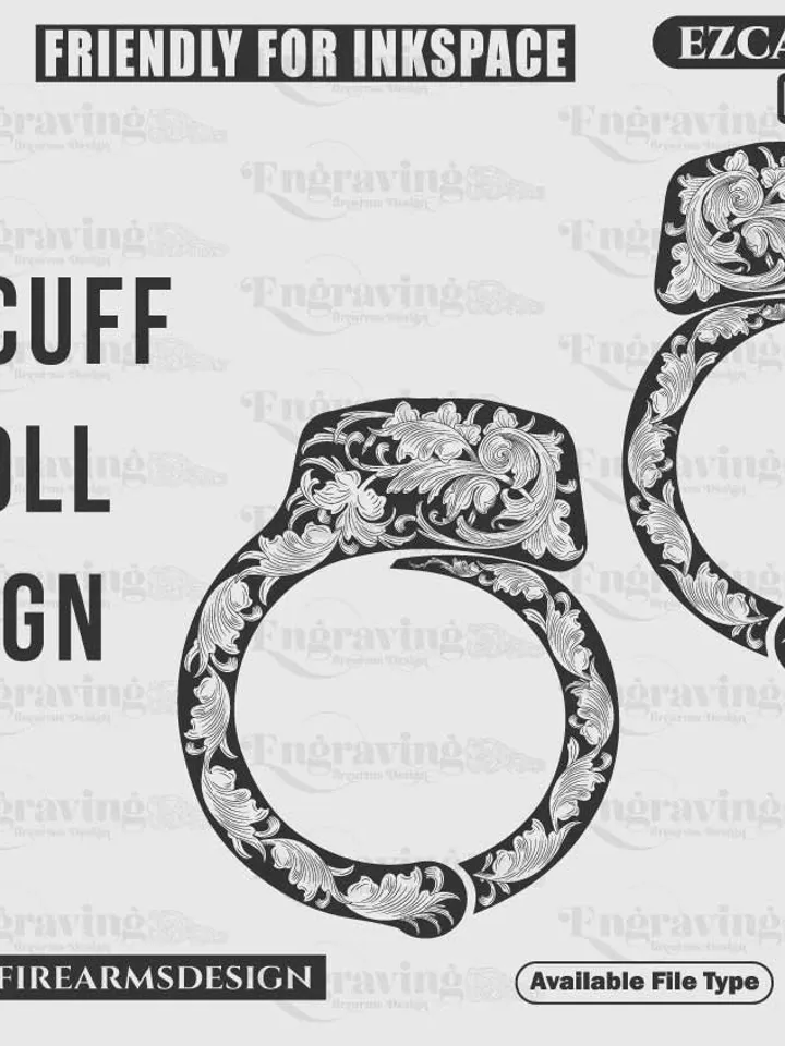 Handcuff S&W M100-1 Scroll Design svg,lasercut,laserengraving,fiberlaser,engravingfiles,laserpattern,engravingdesign,engravingpattern