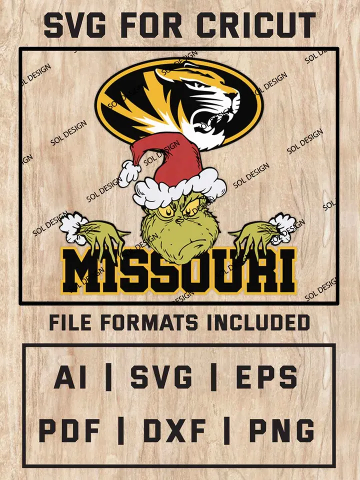 Grinch Missouri Tigers SVG, NCAA SVG Design, NCAA Missouri Tigers SVG, NCAA Tigers Cricut, Christmas Svg, Grinch svg, Digital Download