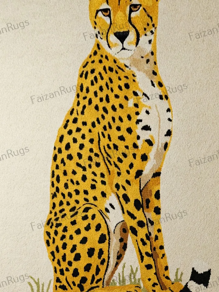 Buy an 8x10 leopard rug, hand-tufted rug, handmade wool rug, home rug, rugs for the living room, bedroom rug, 3x5, 7x10, 9x12, or 10x14.