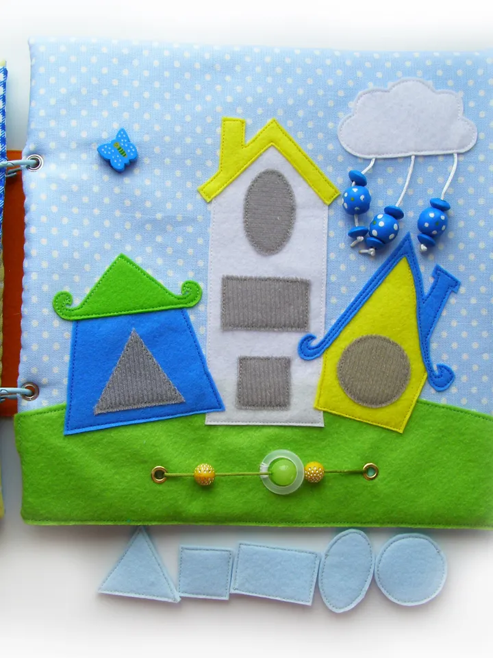Quiet book page, Geometric Houses, PDF sewing pattern, SVG files
