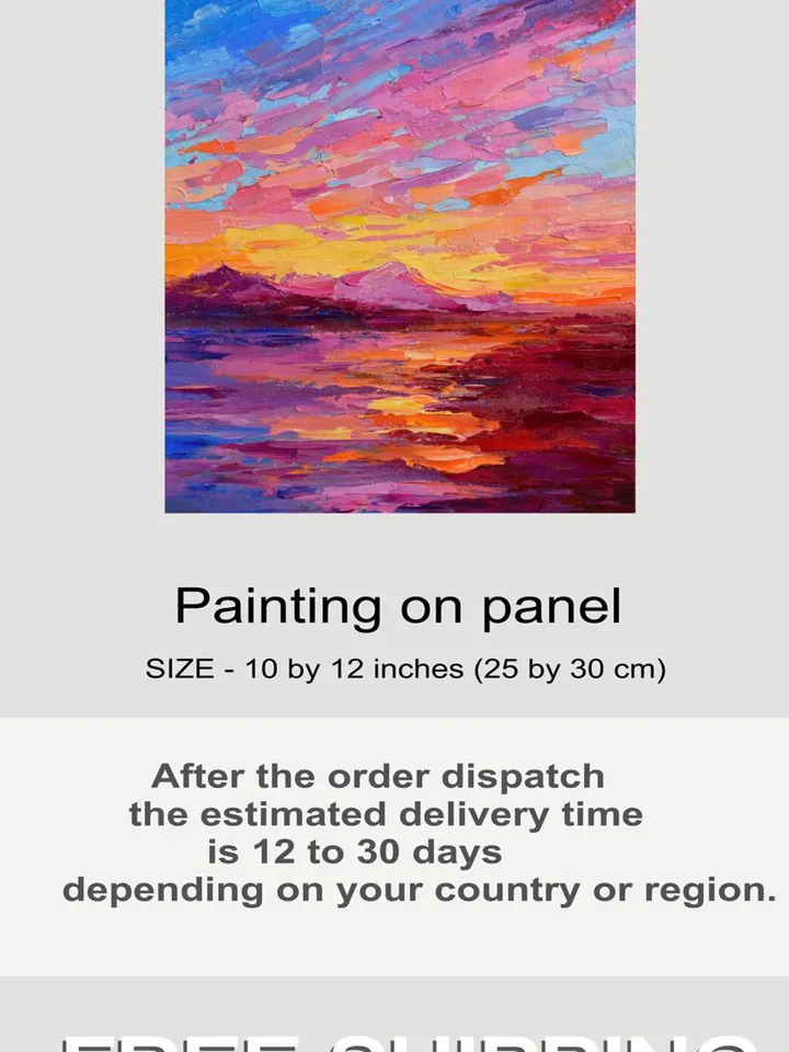 Seascape wall art original oil painting Hawaiian coast artwork Colorful sunset art Beach painting