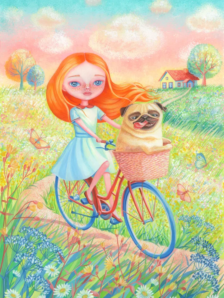 digital atr illustration a girl on a bike