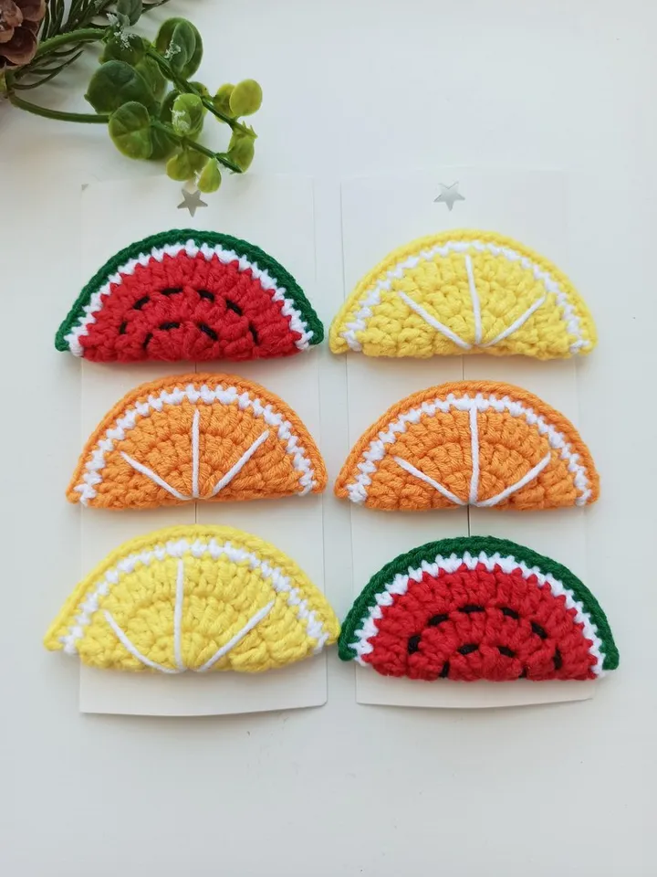 Cute hair clips, hair accessories,crochet hairpin for girl, hair clips lemon