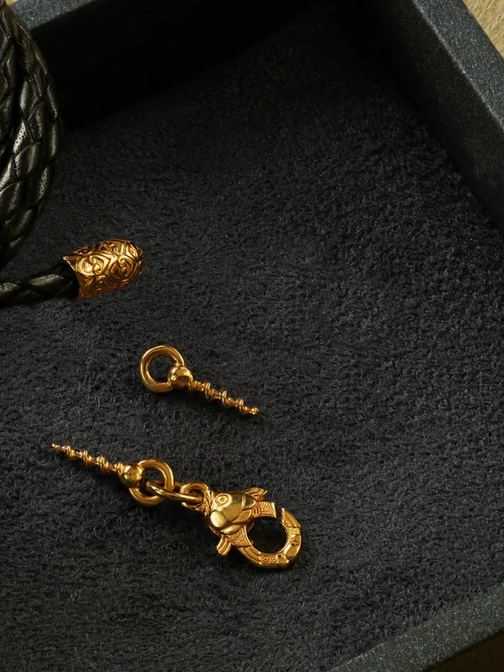Leather Cord for Pendant with Silver and Gold