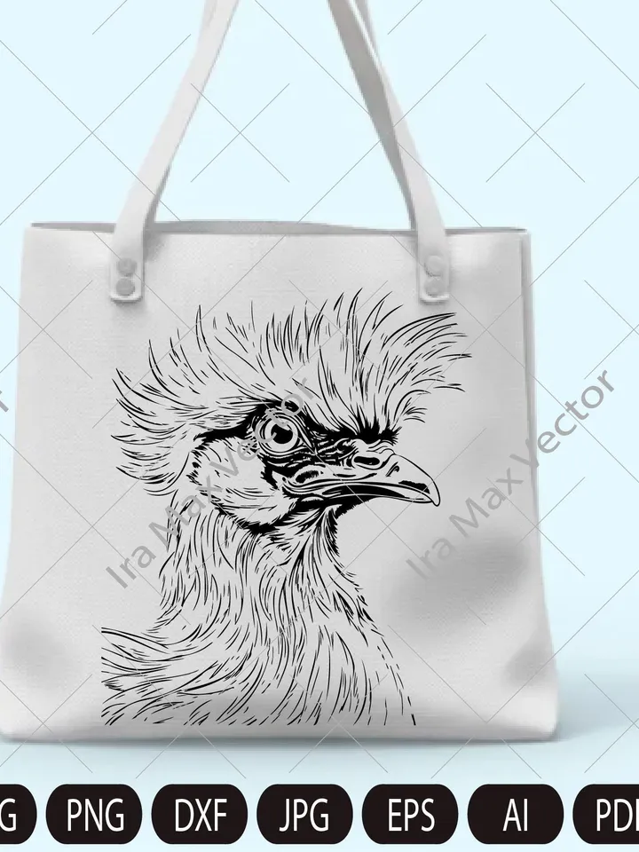 Silkie hen svg, Silkie hen head svg, Silkie hen face svg, Silk rooster, Silkie bird, FUNNY SILKIE HEN Digital image, animal, bird, hen, cock