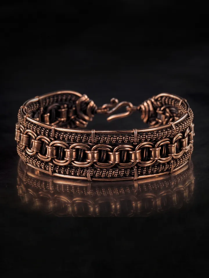 Woven copper wire bracelet Antique style handcrafted copper jewelry Unique gift