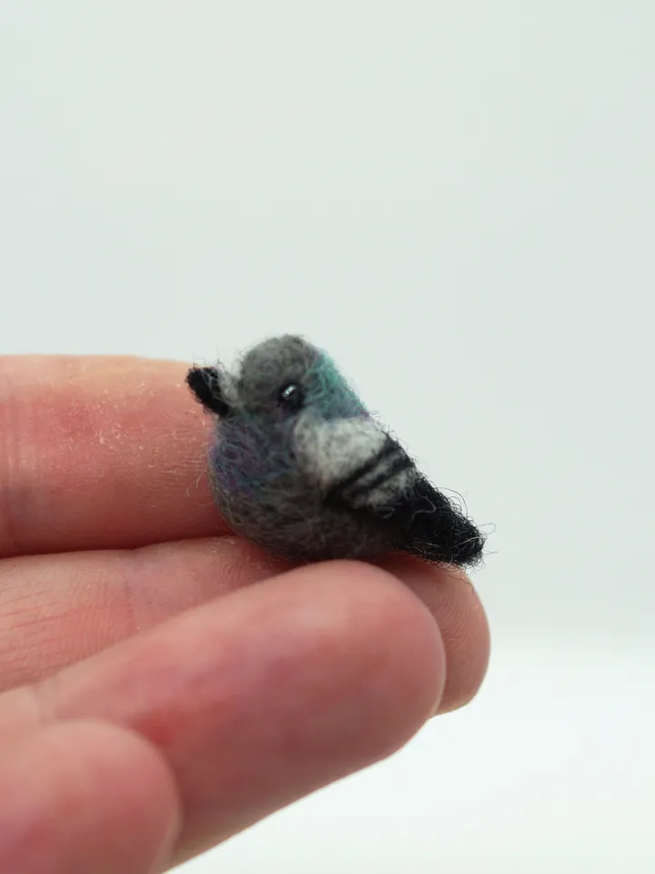 Tiny needle felted pigeon, miniature bird, common pigeon, made to order