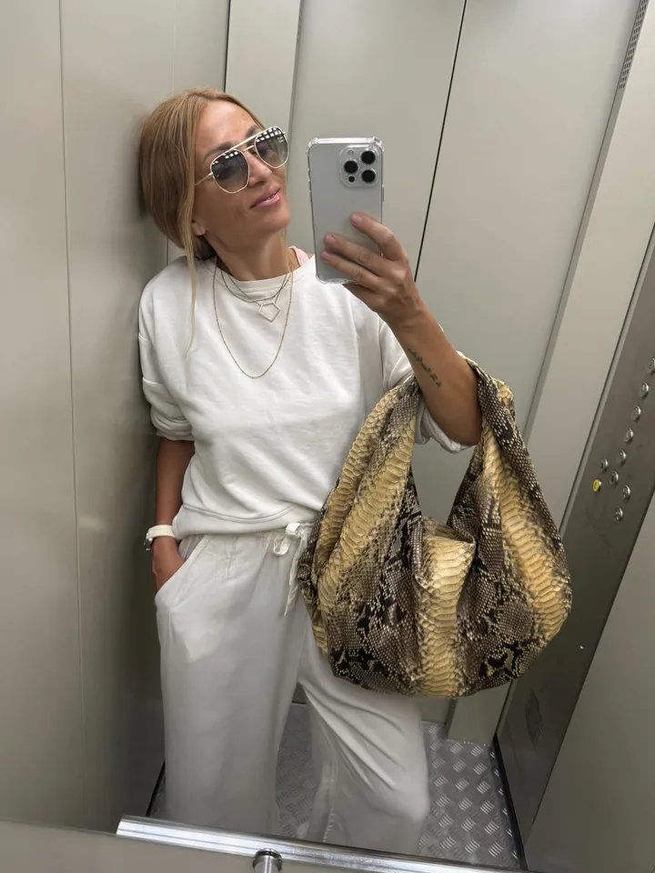 Big Soft Hobo Classy Sport Woman Bag | Purse Genuine Python Skin | Python Skin Products | Beige Big Elegant Leather Designer Soft Bag Snake