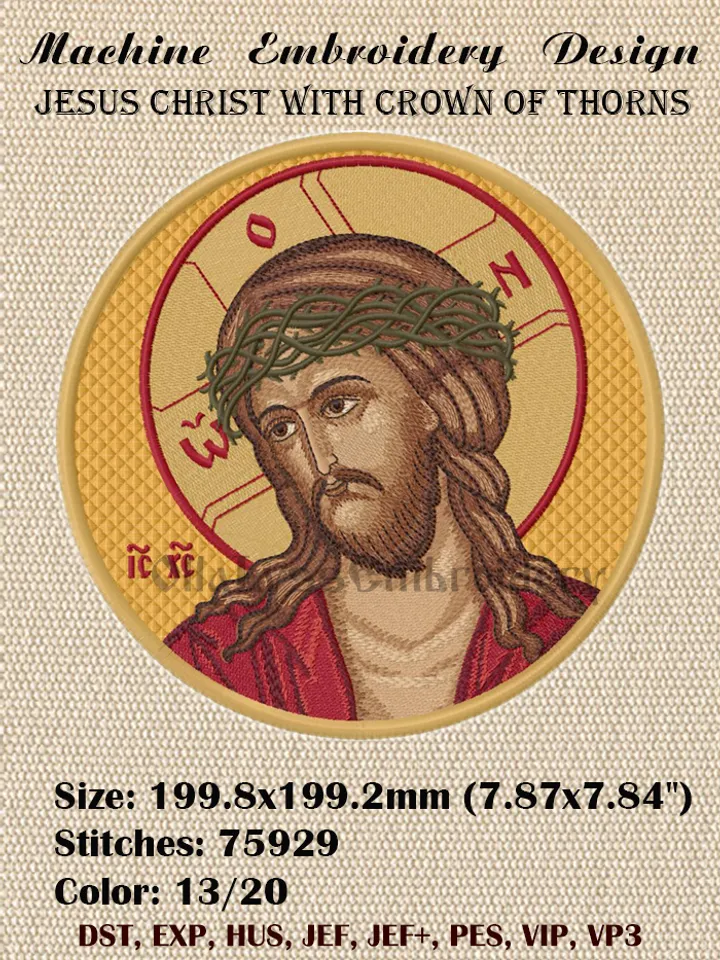 Jesus Christ with crown of thorns embroidery design