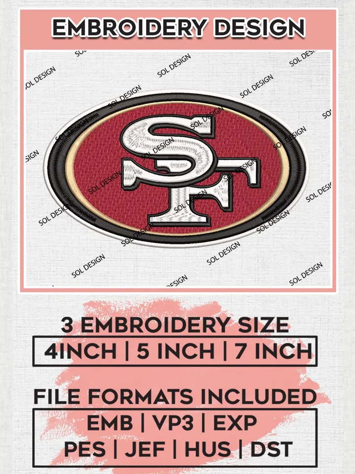 San Francisco 49ers Logo Embroidery Designs, NFL 49ers Embroidery Designs, NFL Embroidery Designs, NFL San Francisco 49ers Machine Embroidery Design, Digital Download