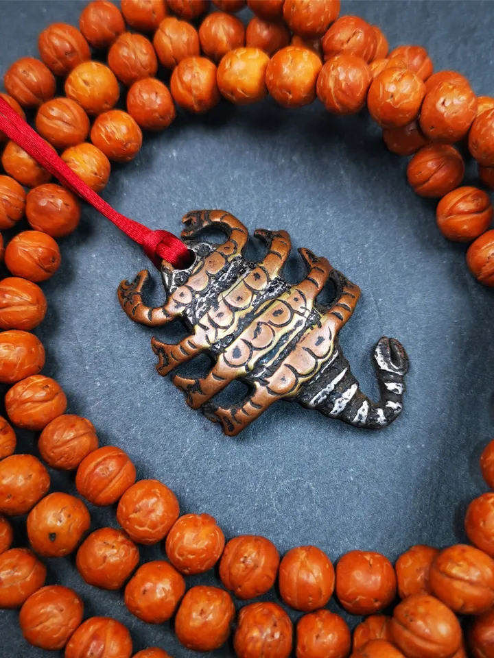 Gandhanra Handmade Tibetan Amulet,Scorpion Guru of Padmasambhava, Buddhist Scorpion Totem Pendant, Made of Cold Iron,1.6"