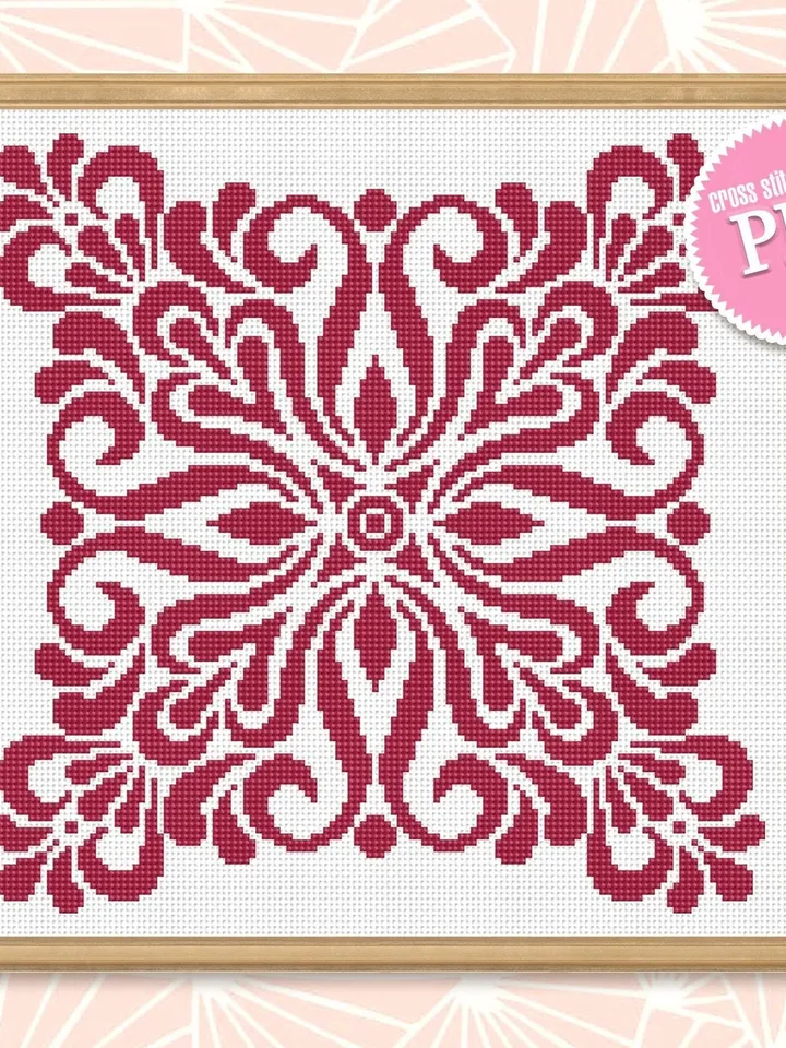 Square mandala cross stitch pattern PDF download Flower mandala ornament cross stitch chart, Mandala pattern digital PDF, Home decor #M144