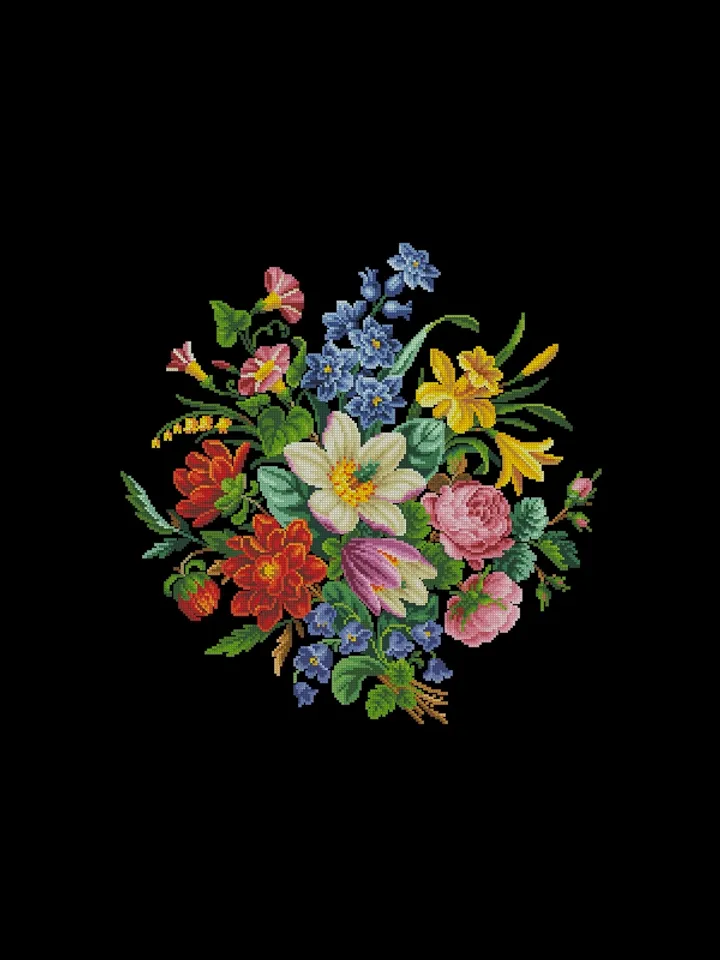 Berlin Woolwork Bouquet 29 Vintage Cross Stitch Pattern PDF