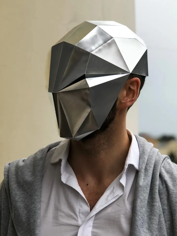 Papercraft Mask of the Future 1, Digital Template, PDF Download, Gurko, 3D Low Poly Animal Mask, DIY Origami, Pepakura, Paper Mask, Costume