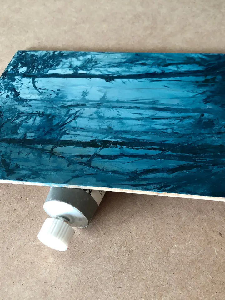 Forest Oil Original Small Painting Foggy Forest Painting Abstract Landscape Painting